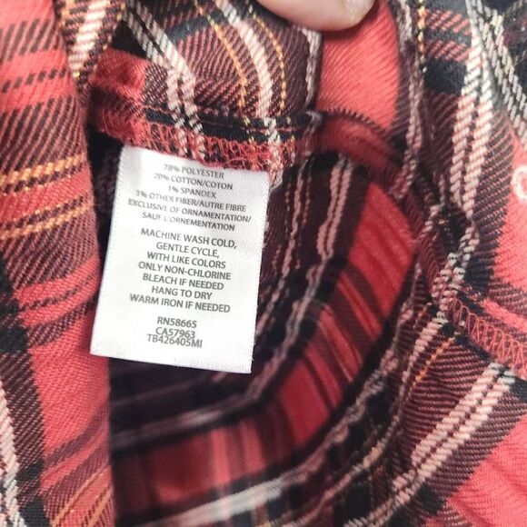 Treasure & Bond Button Down Collared Plaid Boyfriend Plaid Womens Large Shirt - Picture 11 of 11